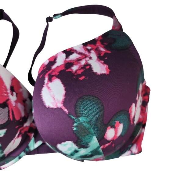 Cacique Floral Underwire Bra Purple 40DDD Adj Mesh Cooling French Full Coverage - Picture 3 of 10